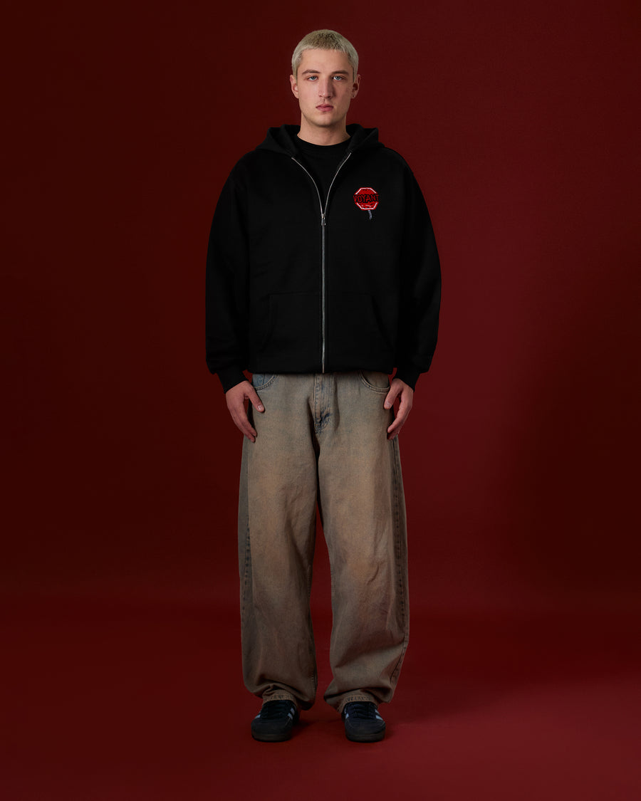Suplex Zip-Up fermuarlı sweatshirt – yakın çekim detay | Voyant Apparel
