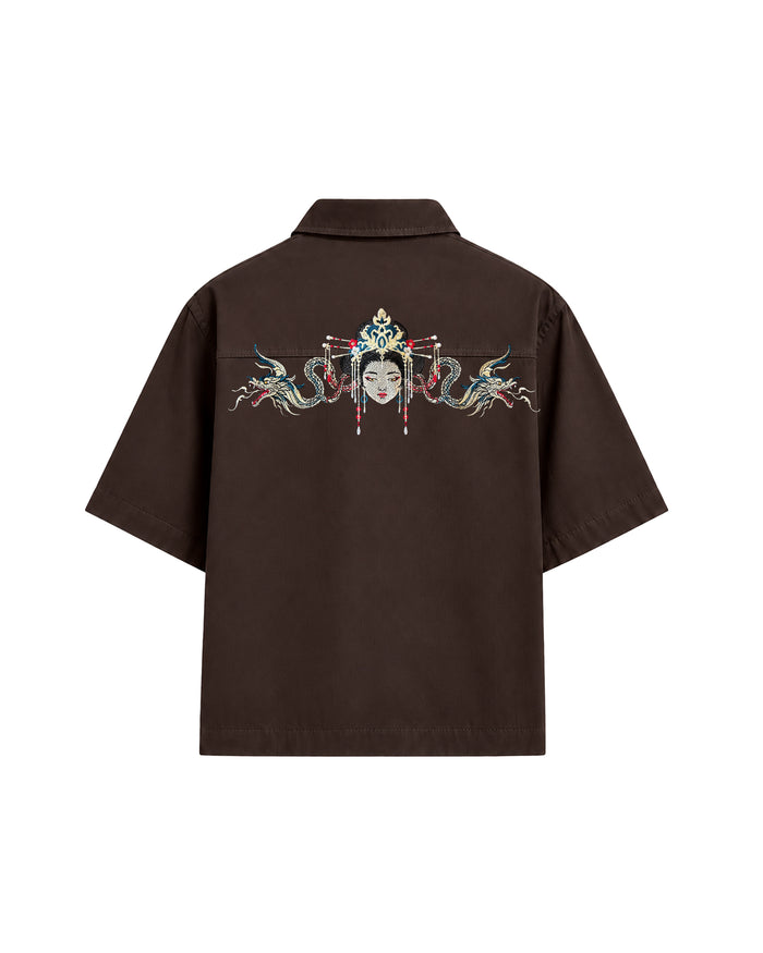 Geisha Gömlek - Kahverengi – arkadan görünüm | Voyant Apparel