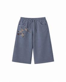Sakura Baggy Şort - Mavi Gri – önden görünüm | Voyant Apparel