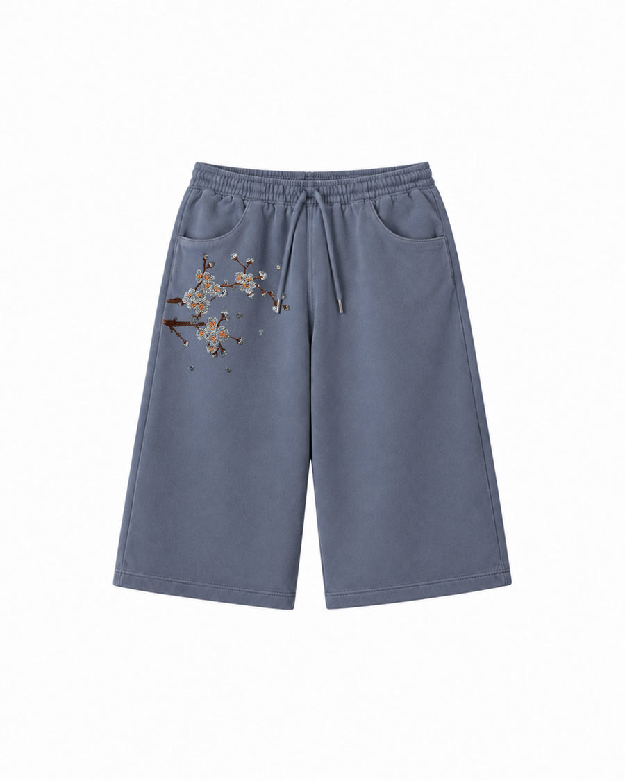 Sakura Baggy Şort - Mavi Gri – önden görünüm | Voyant Apparel