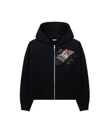 Sky Prayer Zip-Up fermuarlı sweatshirt – önden görünüm | Voyant Apparel