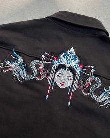 Geisha Gömlek - Kahverengi – nakış detayı | Voyant Apparel