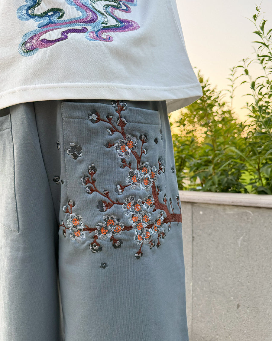 Sakura Baggy Şort - Mavi Gri