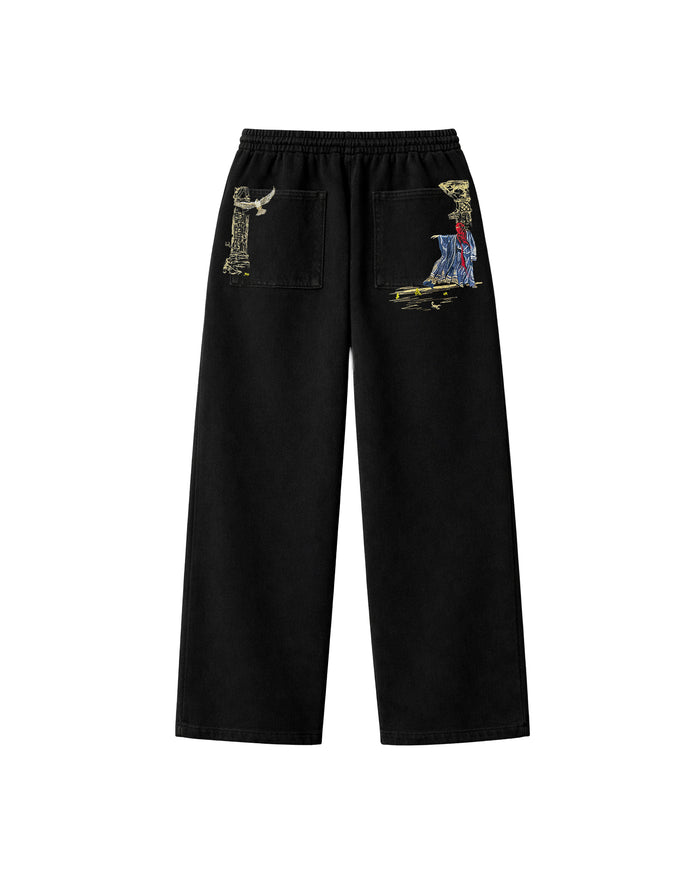 Walkers V2 Baggy Eşofman Altı - Siyah – önden görünüm | Voyant Apparel
