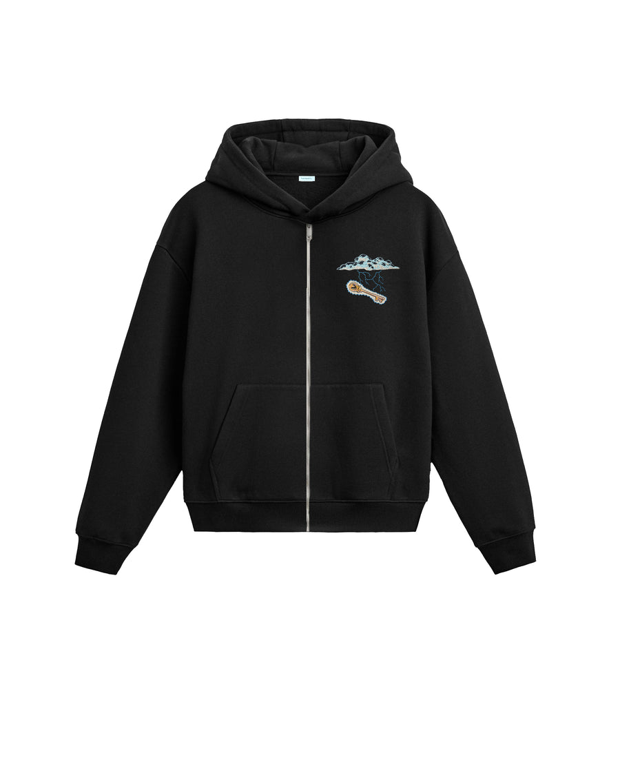 Voltage Zip-Up fermuarlı sweatshirt – arkadan görünüm | Voyant Apparel